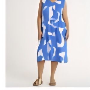 Time and Tru Blue and White Dress